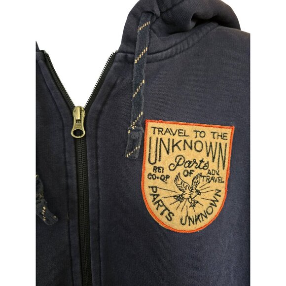REI Co-Op Mens Travel To The Unknown Hoodie Large Blue Zip-Up gorpcore hiking - Picture 3 of 7